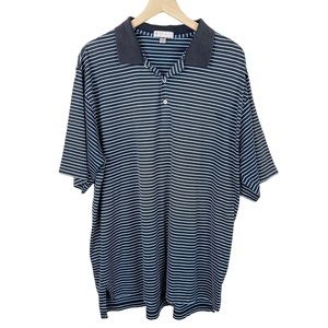 Peter Millar Shirt Mens XL Blue Stripe Short Sleeve Golf‎ Polo Preppy Casual